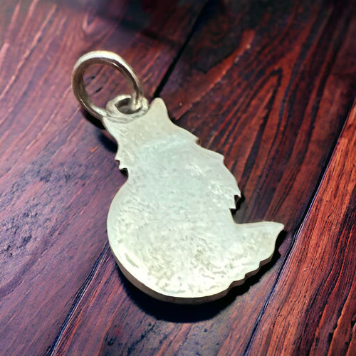 Sterling Fluffy cat pendant charm/pendant - Cowhide and Conchos