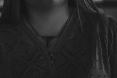 Sterling Longhorn necklace on 18 inch Sterling chain - Cowhide and Conchos