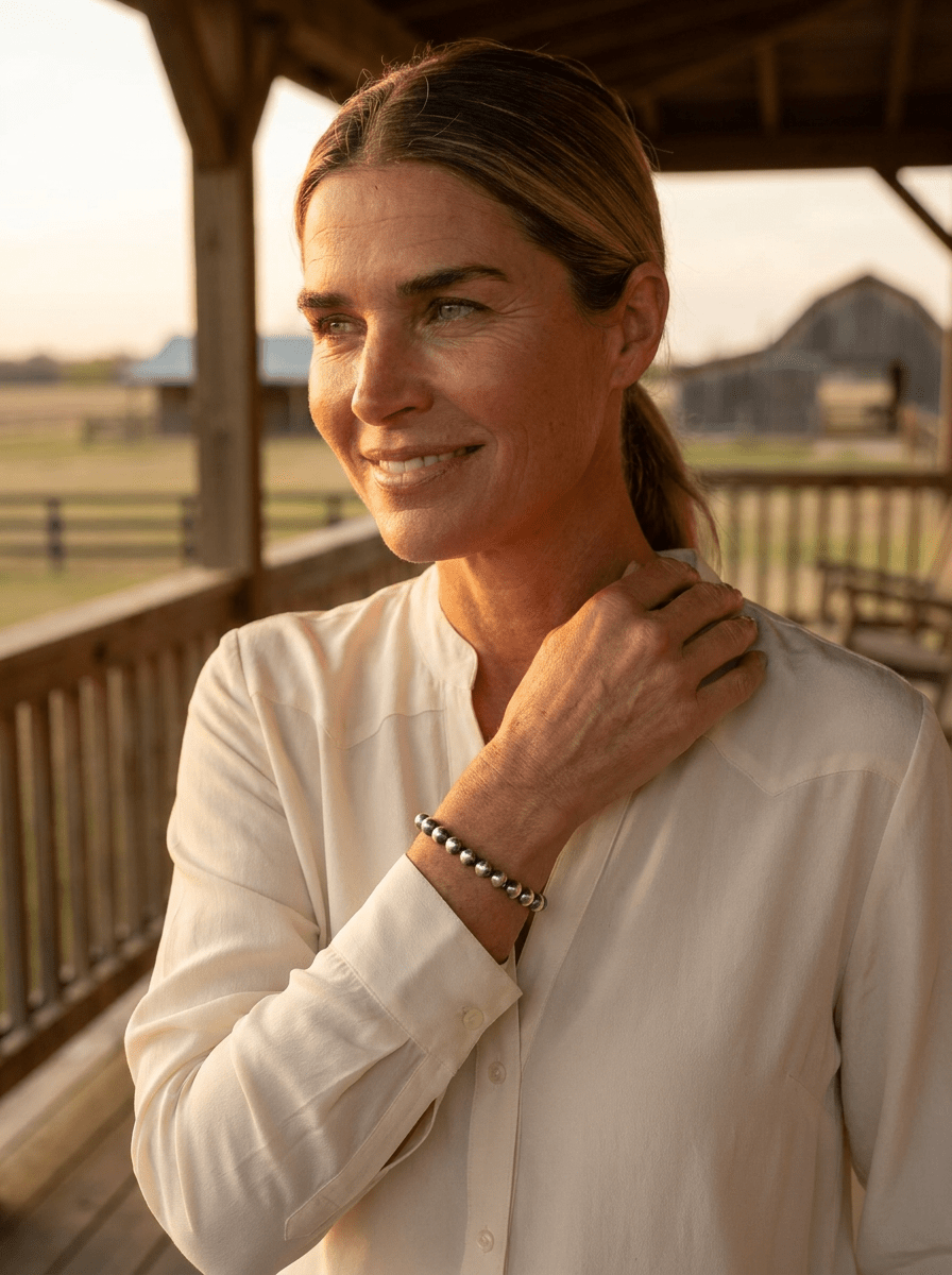Sterling Pearl Bracelet — Available in 3mm, 4mm, 5mm, or 6mm - Cowhide and Conchos