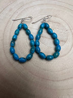 Sterling Silver and Kingman Turquoise Teardrop Earrings - Cowhide and Conchos