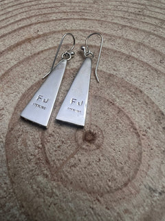 Sterling Silver Bar Earrings - Cowhide and Conchos
