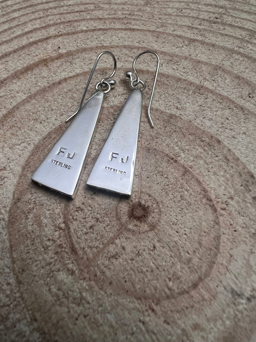 Sterling Silver Bar Earrings - Cowhide and Conchos