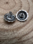 Sterling Silver Concho and Kingman Turquoise post earrings - Cowhide and Conchos