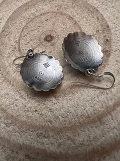 Sterling Silver Concho and Kingman Turquoise stud earrings - Cowhide and Conchos