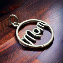 Sterling Silver Mom pendant/charm - Cowhide and Conchos