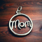 Sterling Silver Mom pendant/charm - Cowhide and Conchos