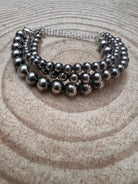 Sterling Silver Pearl Bracelet – Available in All Sizes (3, 4, 5 or 6 mm) - Cowhide and Conchos