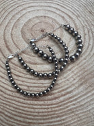 Sterling Silver Pearl Bracelet – Available in All Sizes (3, 4, 5 or 6 mm) - Cowhide and Conchos