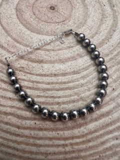Sterling Silver Pearl Bracelet – Available in All Sizes (3, 4, 5 or 6 mm) - Cowhide and Conchos