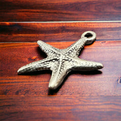 Sterling Starfish pendant/charm - Cowhide and Conchos