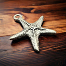 Sterling Starfish pendant/charm - Cowhide and Conchos