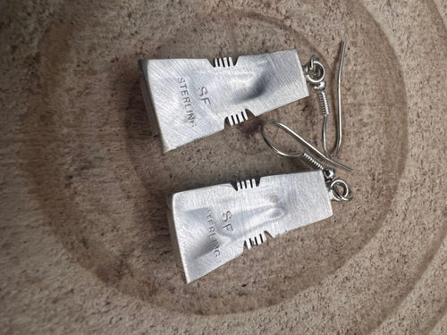 Steve Francisco White Buffalo Inlay Earrings - Cowhide and Conchos