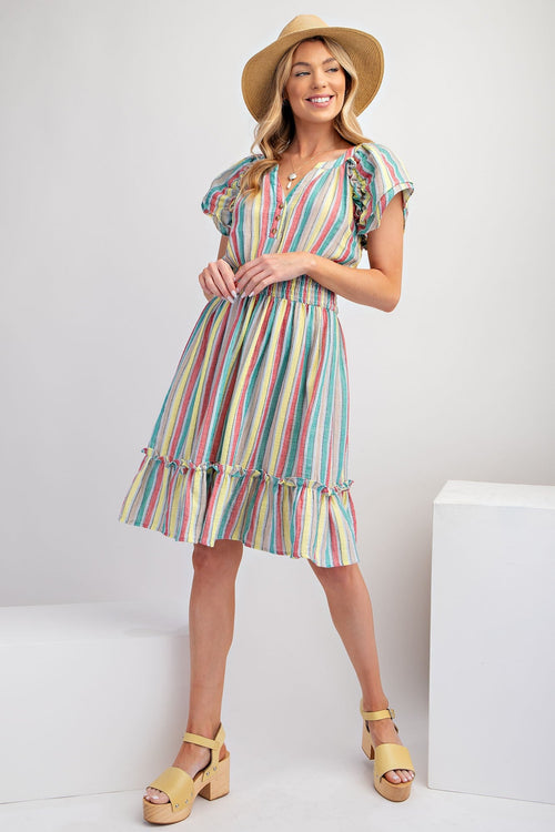 Striped Cotton Gauze Dress - Medium available - Cowhide and Conchos