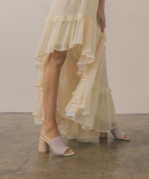 Studded Raffia Slide Heel - Cowhide and Conchos