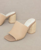 Studded Raffia Slide Heel - Cowhide and Conchos