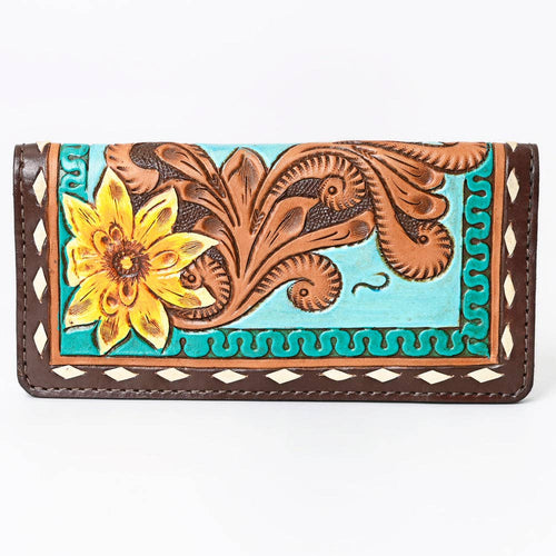 Sunflower Genuine Leather Western Wallet - Cowhide and Conchos