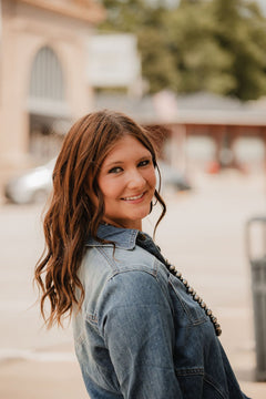 Sunwash Western Denim Pullover Shirt - Cowhide and Conchos