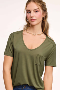Super Soft Pocket Basic Tee - Marsala, Olive, Ginger, Black and Off White - Cowhide and Conchos