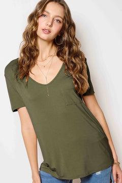 Super Soft Pocket Basic Tee - Marsala, Olive, Ginger, Black and Off White - Cowhide and Conchos