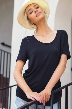 Super Soft Pocket Basic Tee - Marsala, Olive, Ginger, Black and Off White - Cowhide and Conchos
