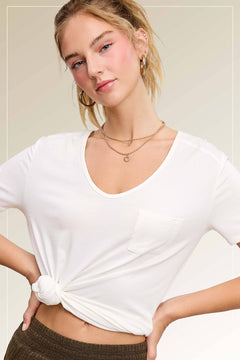 Super Soft Pocket Basic Tee - Marsala, Olive, Ginger, Black and Off White - Cowhide and Conchos
