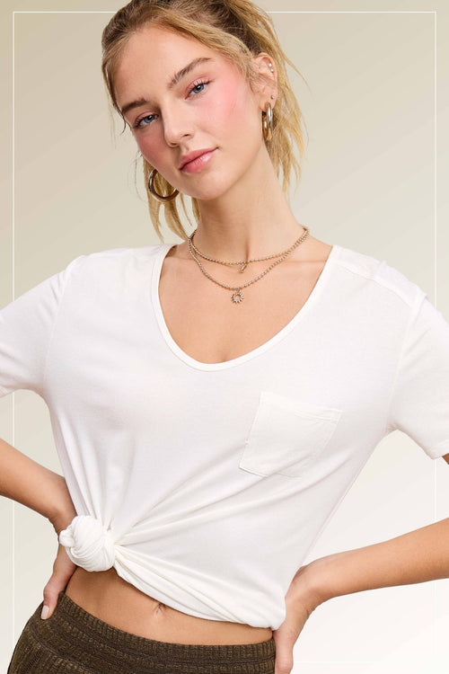 Super Soft Pocket Basic Tee - Marsala, Olive, Ginger, Black and Off White - Cowhide and Conchos