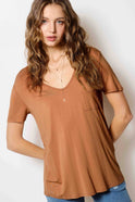 Super Soft Pocket Basic Tee - Marsala, Olive, Ginger, Black and Off White - Cowhide and Conchos
