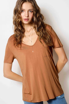 Super Soft Pocket Basic Tee - Marsala, Olive, Ginger, Black and Off White - Cowhide and Conchos