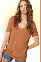 Super Soft Pocket Basic Tee - Marsala, Olive, Ginger, Black and Off White - Cowhide and Conchos