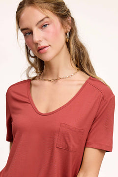 Super Soft Pocket Basic Tee - Marsala, Olive, Ginger, Black and Off White - Cowhide and Conchos