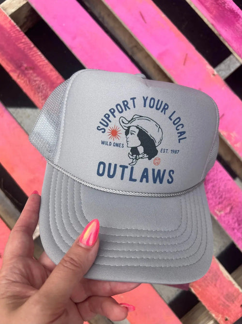 Support Your Local Outlaws - Foam Trucker Cap - Cowhide and Conchos
