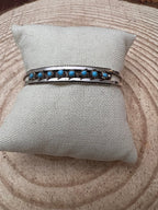 Susie Livingston Turquoise & Sterling Silver Bracelet - Cowhide and Conchos