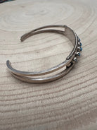 Susie Livingston Turquoise & Sterling Silver Bracelet - Cowhide and Conchos