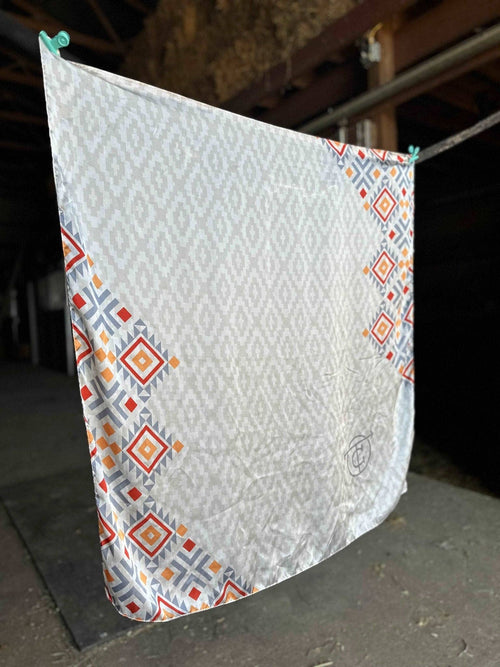 Tan Tribal Wild Rag - Cowhide and Conchos