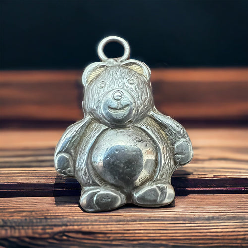 Teddy bear charm/pendant - Cowhide and Conchos