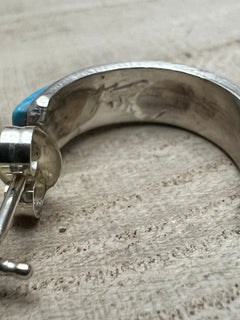 Terrance Panteah Turquoise & Sterling Silver Earrings - Cowhide and Conchos