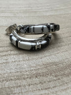 Terrance Panteah White Buffalo & Sterling Silver Earrings - Cowhide and Conchos