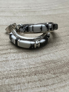 Terrance Panteah White Buffalo & Sterling Silver Earrings - Cowhide and Conchos