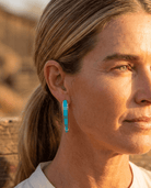 Terrance Panteah Zuni Sterling Silver Turquoise Tapered Earrings — 1 1/2" with 1/4" to 1/8" Taper (TP Hallmark) - Cowhide and Conchos