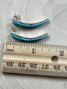 Terrance Panteah Zuni Sterling Silver Turquoise Tapered Earrings — 1 1/2" with 1/4" to 1/8" Taper (TP Hallmark) - Cowhide and Conchos