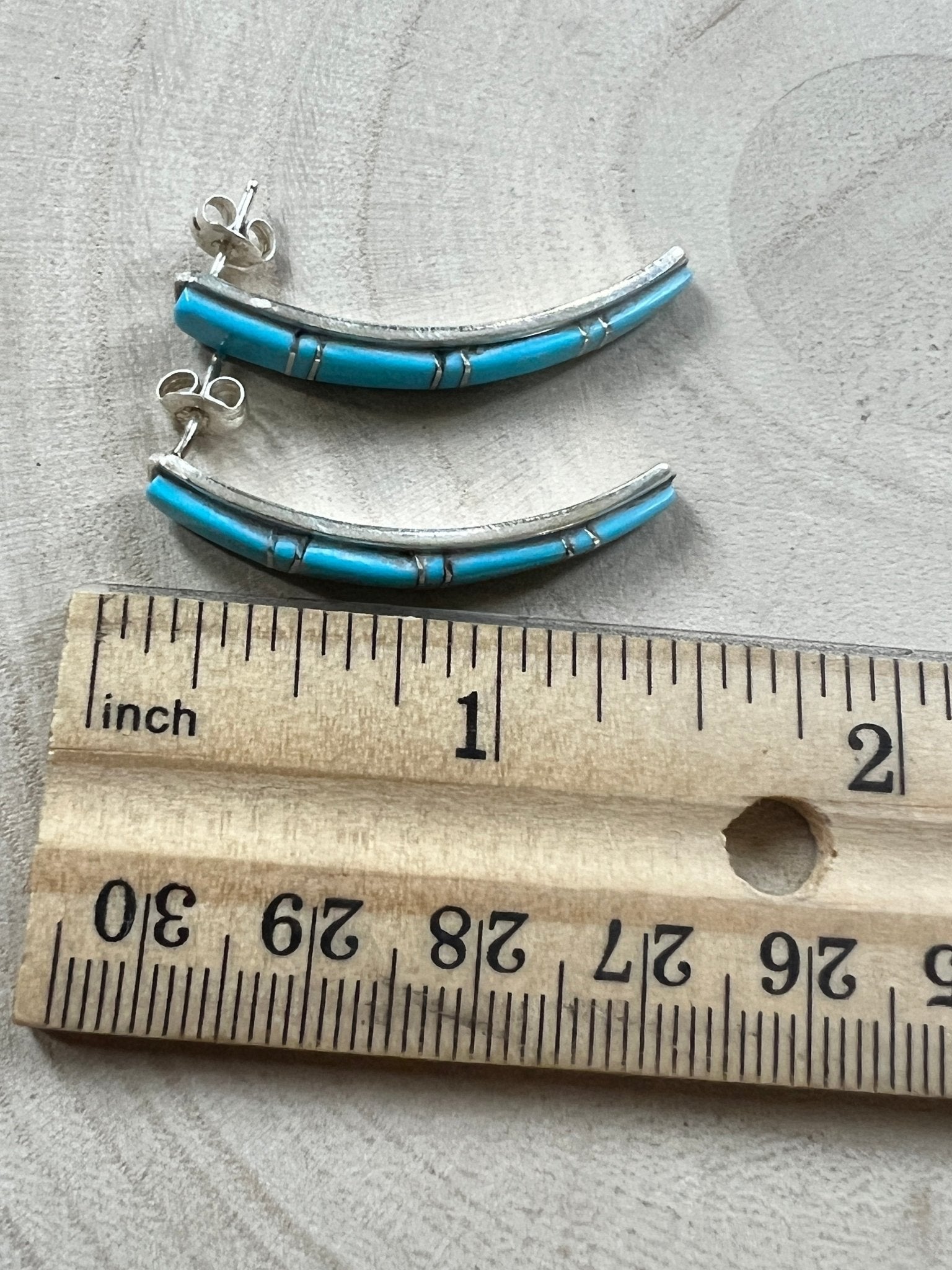 Terrance Panteah Zuni Sterling Silver Turquoise Tapered Earrings — 1 1/2" with 1/4" to 1/8" Taper (TP Hallmark) - Cowhide and Conchos