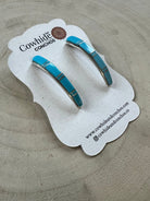 Terrance Panteah Zuni Sterling Silver Turquoise Tapered Earrings — 1 1/2" with 1/4" to 1/8" Taper (TP Hallmark) - Cowhide and Conchos