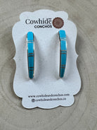 Terrance Panteah Zuni Sterling Silver Turquoise Tapered Earrings — 1 1/2" with 1/4" to 1/8" Taper (TP Hallmark) - Cowhide and Conchos