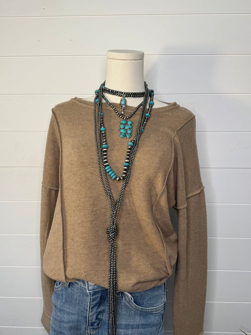 Teton Top Stitch Top - Olive and Camel colors! - Cowhide and Conchos
