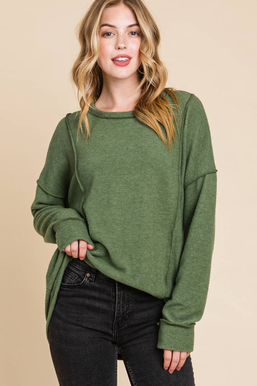 Teton Top Stitch Top - Olive and Camel colors! - Cowhide and Conchos