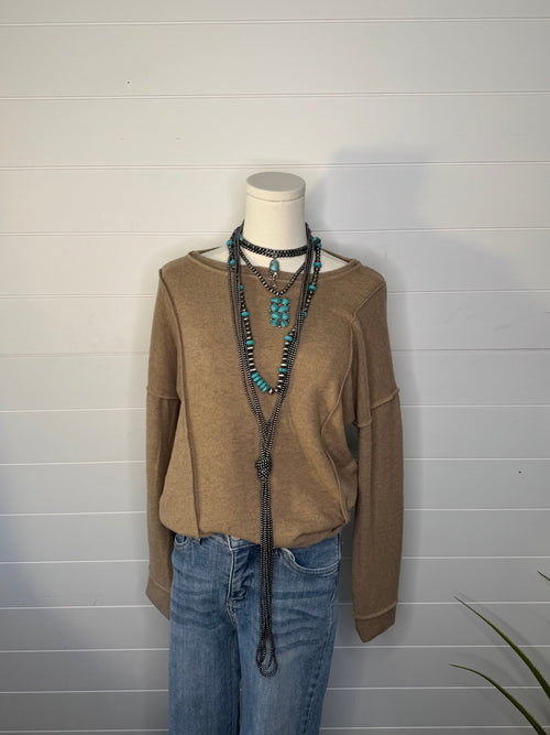 Teton Top Stitch Top - Olive and Camel colors! - Cowhide and Conchos