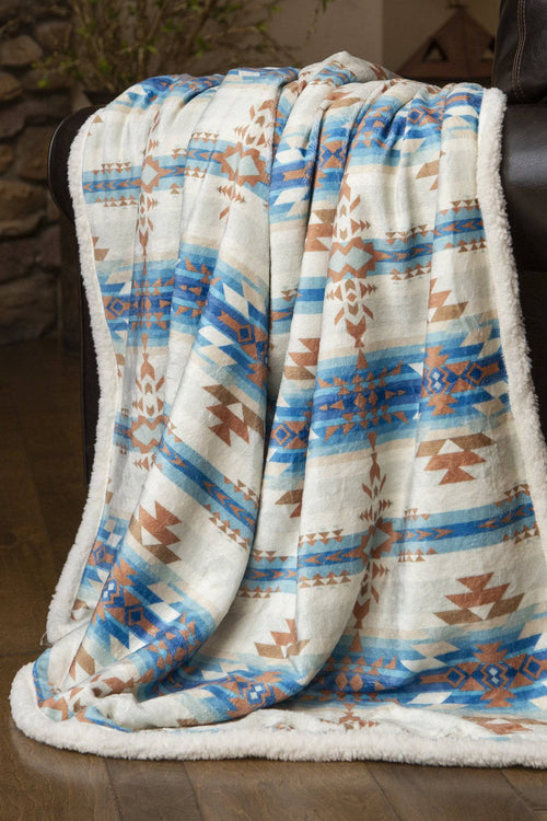 The Blues Southwestern Plush Throw - Cowhide and Conchos