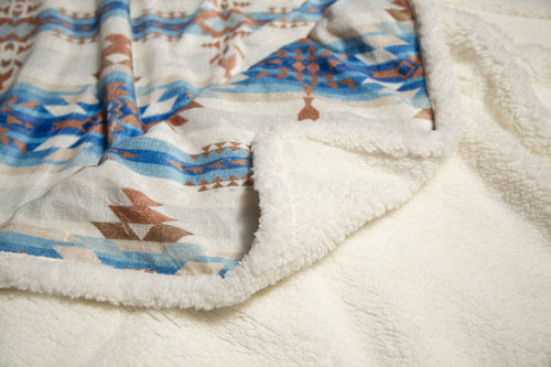 The Blues Southwestern Plush Throw - Cowhide and Conchos