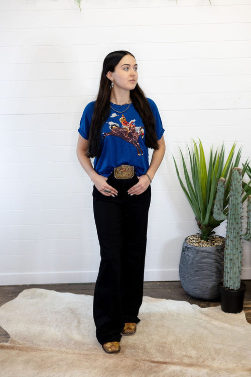 The Bronc Buster Sequin Tee - Cowhide and Conchos