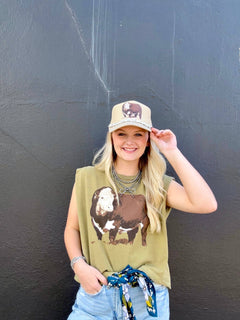 The Hereford Muscle Tank - Cowhide and Conchos